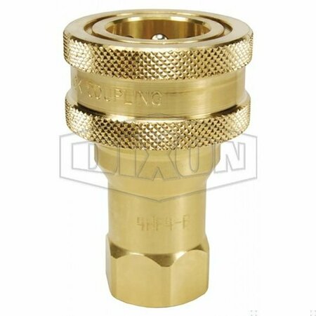 DIXON DQC H Industrial Interchange Poppet Valve Female Coupler, 1/4-19 Nominal, Female BSPP, Brass 2HBF2-B